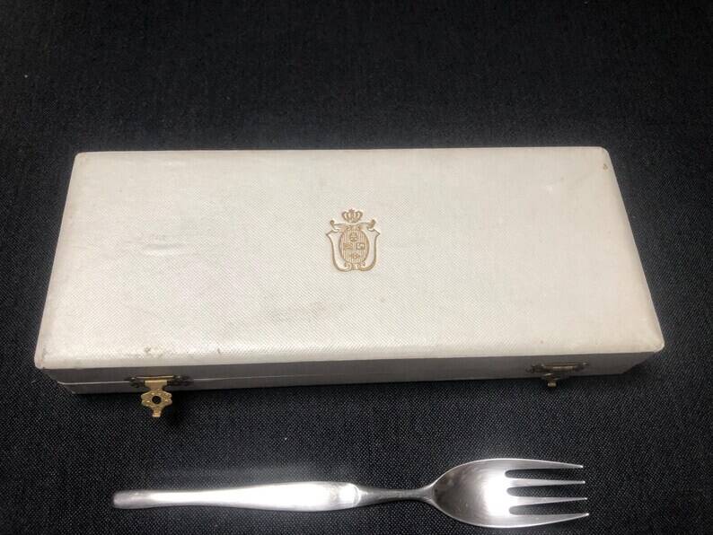 Vintage Christofle Silver Plated Fork and Soup Spoon Set Tapio Wirkkala Duo