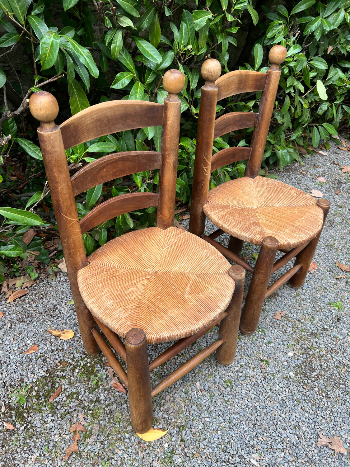 Pair of chairs, rustic finish, 1940-1950