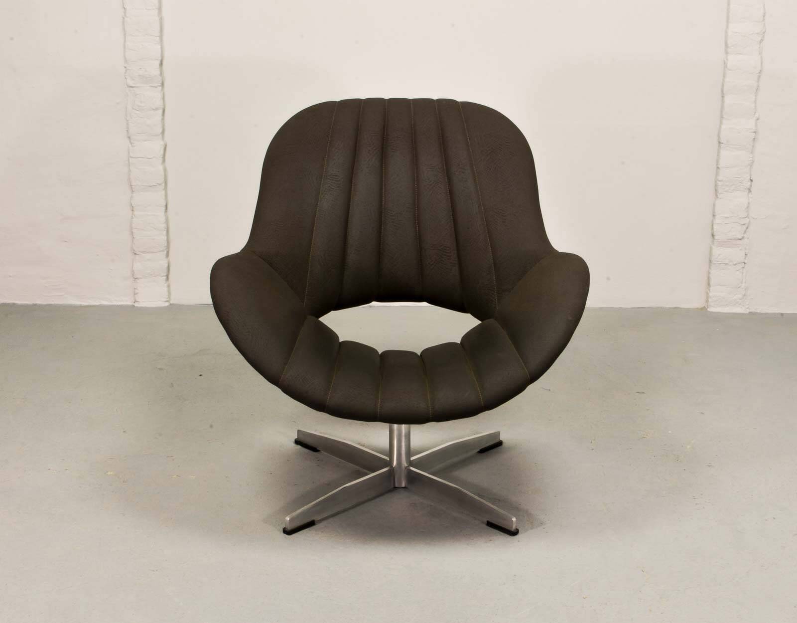 Rohé Chocolate Brown Leatherette Vintage Design Lounge Chair, 1960s