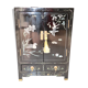 Small storage cabinet or bedside table lacquered black incised and painted
