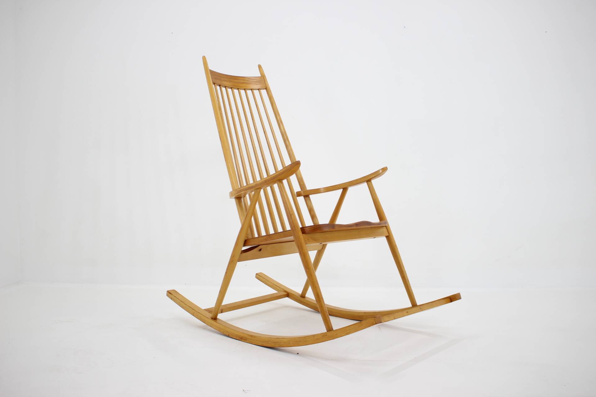 1960s Mid-century Wooden Rocking Chair, Czechoslovakia