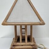 Pagoda-shaped bamboo canvas lamp