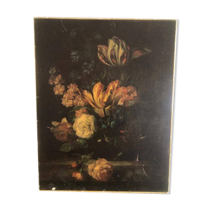 Nature morte florale, - toile