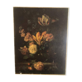 Floral still life – Oil on old canvas