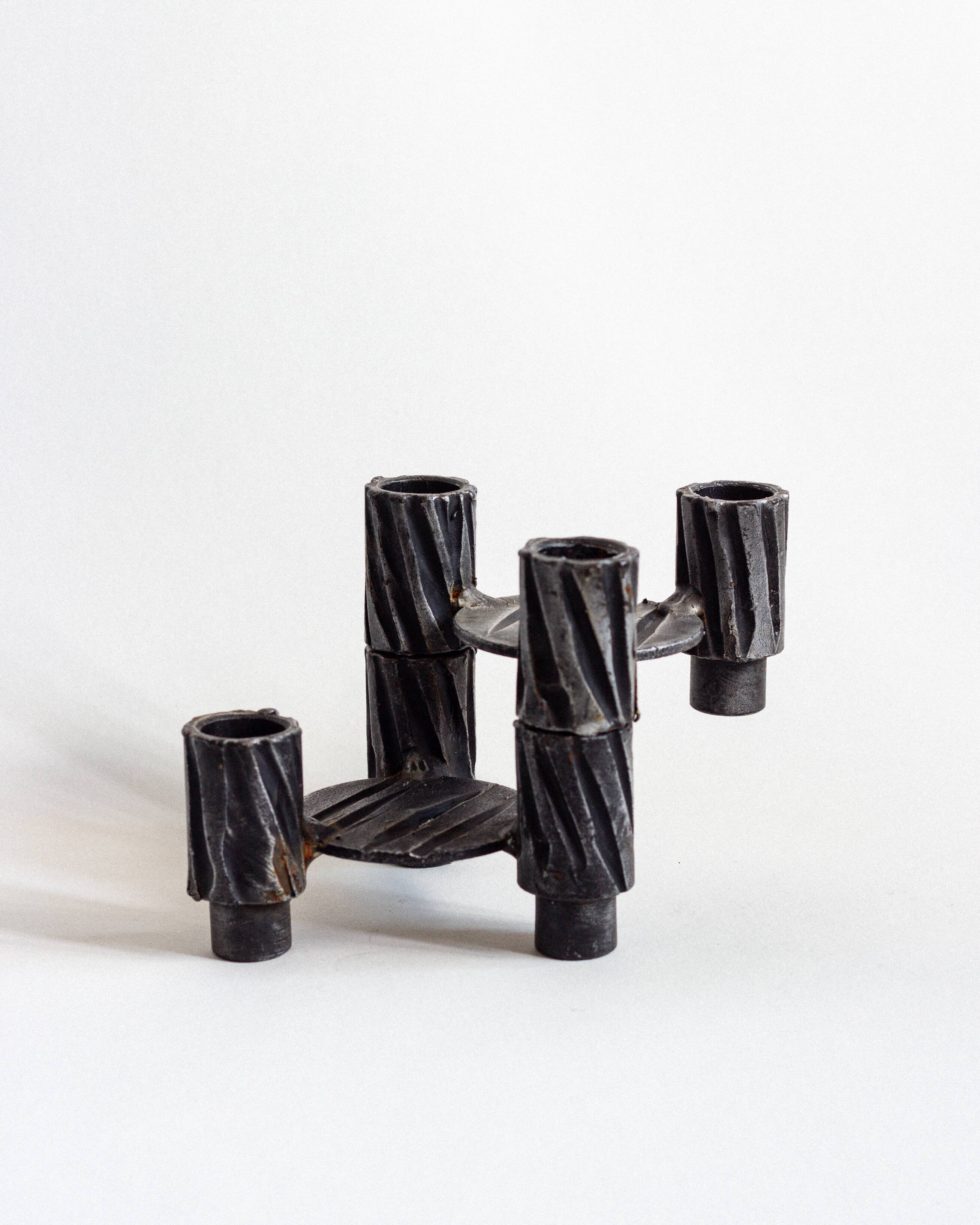 Set of two three-headed candle holders, France, 1960s/70s