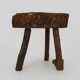 Tripod oak milking stool, Ariège peasant art, France (19th century)