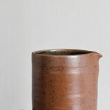 Large, handcrafted, speckled stoneware pitcher