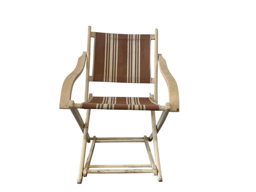 Chaise de plage/camping pliante vintage en bois