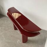 Red lacquered console and its mirror from the 80s