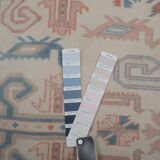 Vintage turkish kars rug with romantic mid-century modern style 5'8" x 8'6"