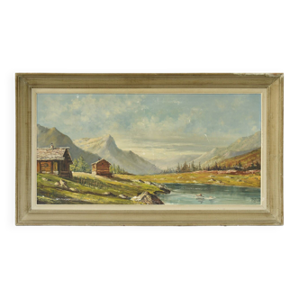 Oil on canvas Mountain landscape