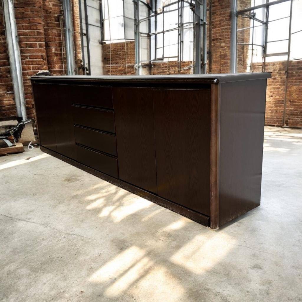 Minimalist vintage dark wood sideboard