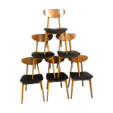 12 chaises stella 1950 en bois courbé signées