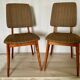 Pair of vintage chairs, in wood & green fabricpair of vintage chairs, in