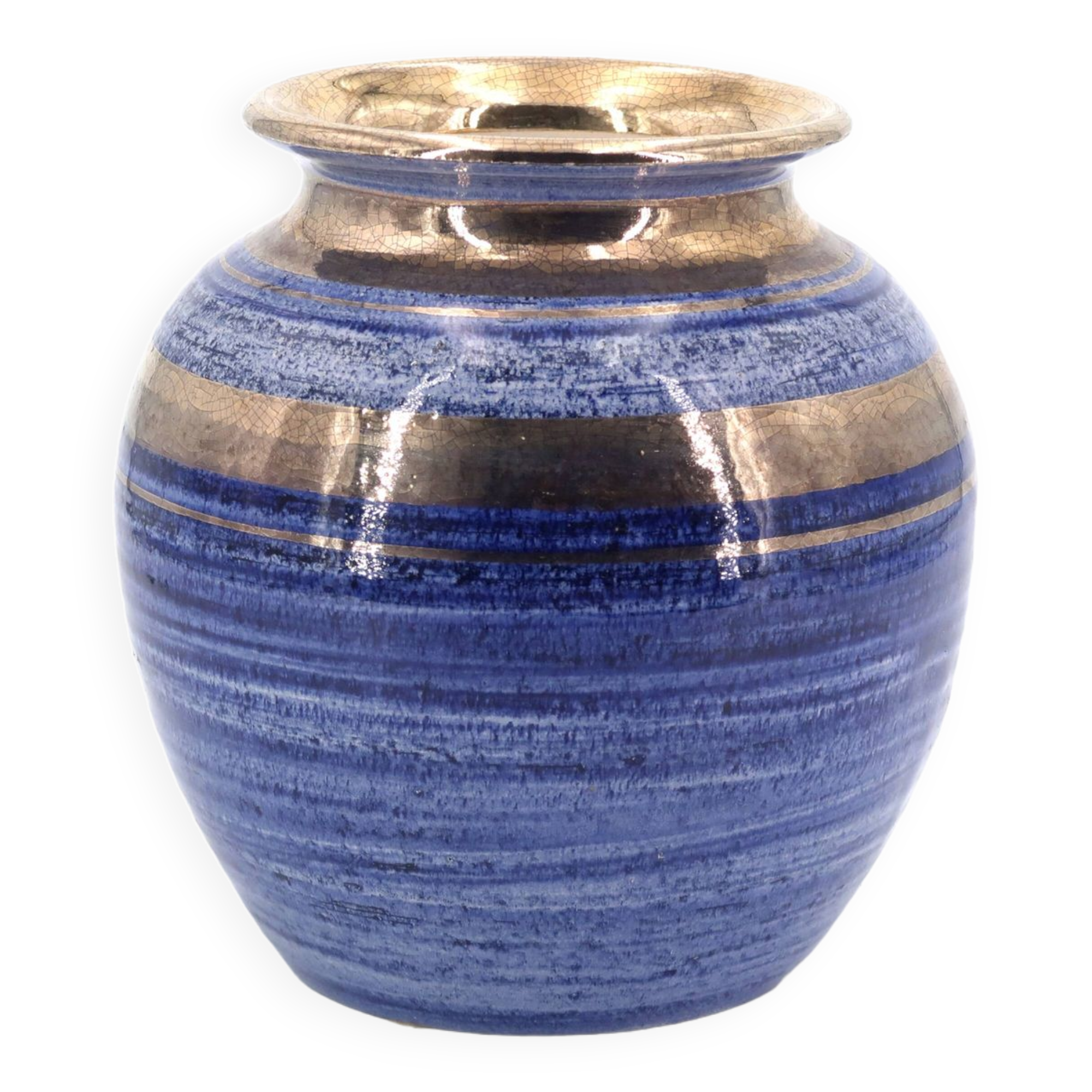 Blue and gold ceramic vase by Georges Pelletier