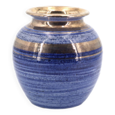Vase bleu et doré en céramique de Georges Pelletier