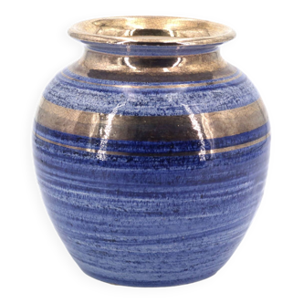 Blue and gold ceramic vase by Georges Pelletier