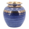 Vase bleu et doré en céramique de Georges Pelletier