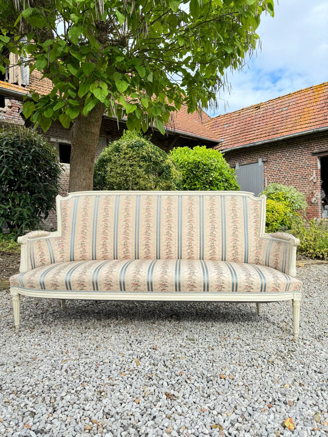Large Sofa In Painted Wood From Louis XVI XVIII Eme Century