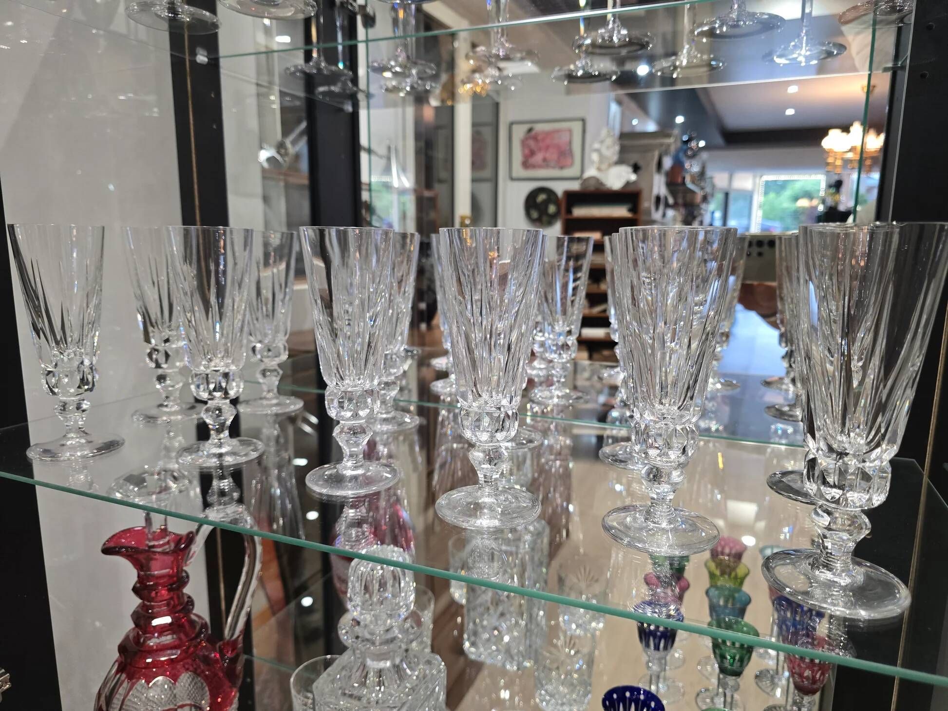12 Saint-Louis Guernesey model champagne flutes in cut crystal