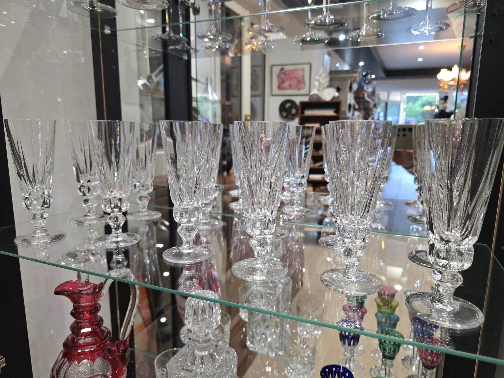 12 Saint-Louis Guernesey model champagne flutes in cut crystal