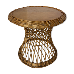 table d’appoint vintage - rotin
