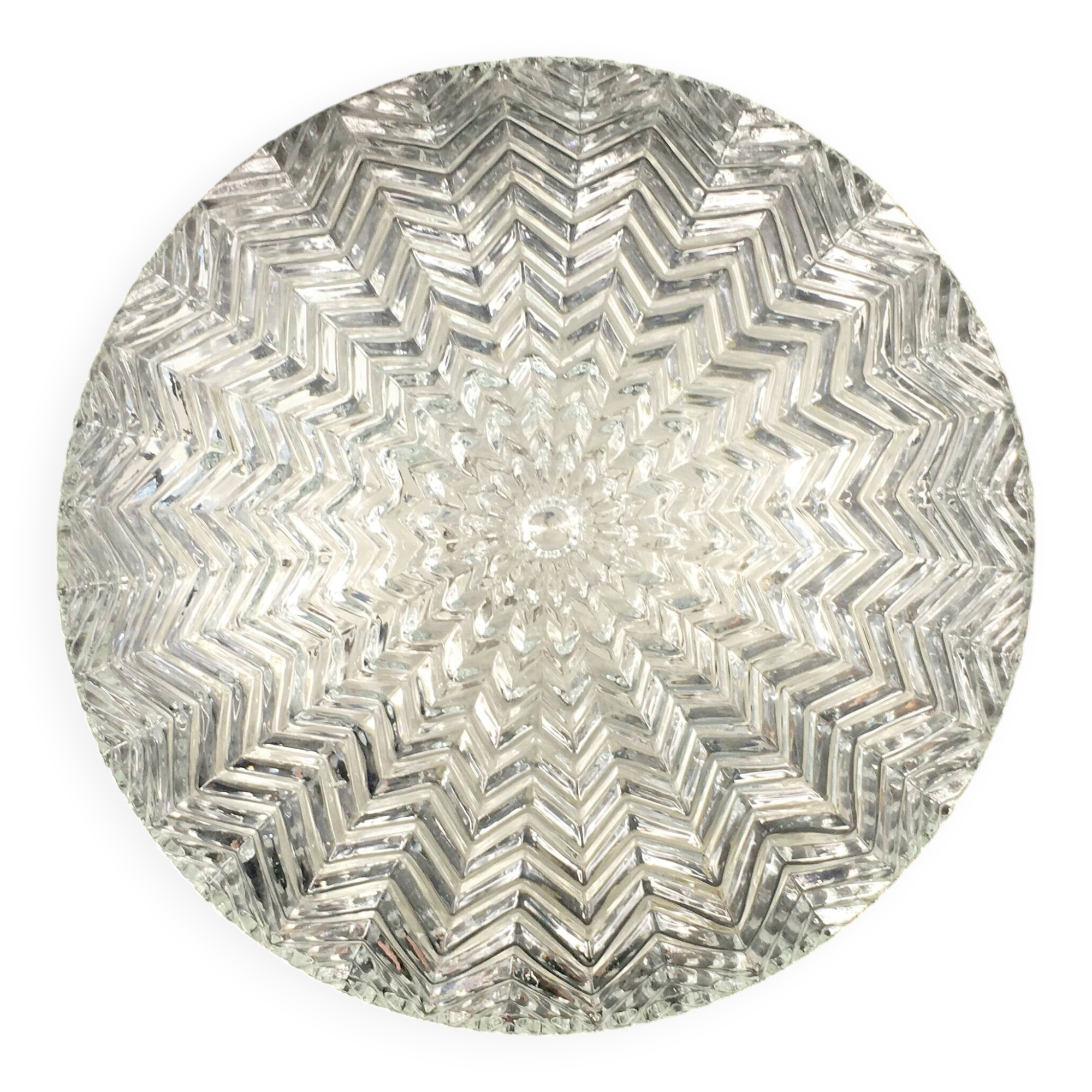 Mid-Century/Art Deco Geometric Glass Ceiling Light from Limburg, 1970s