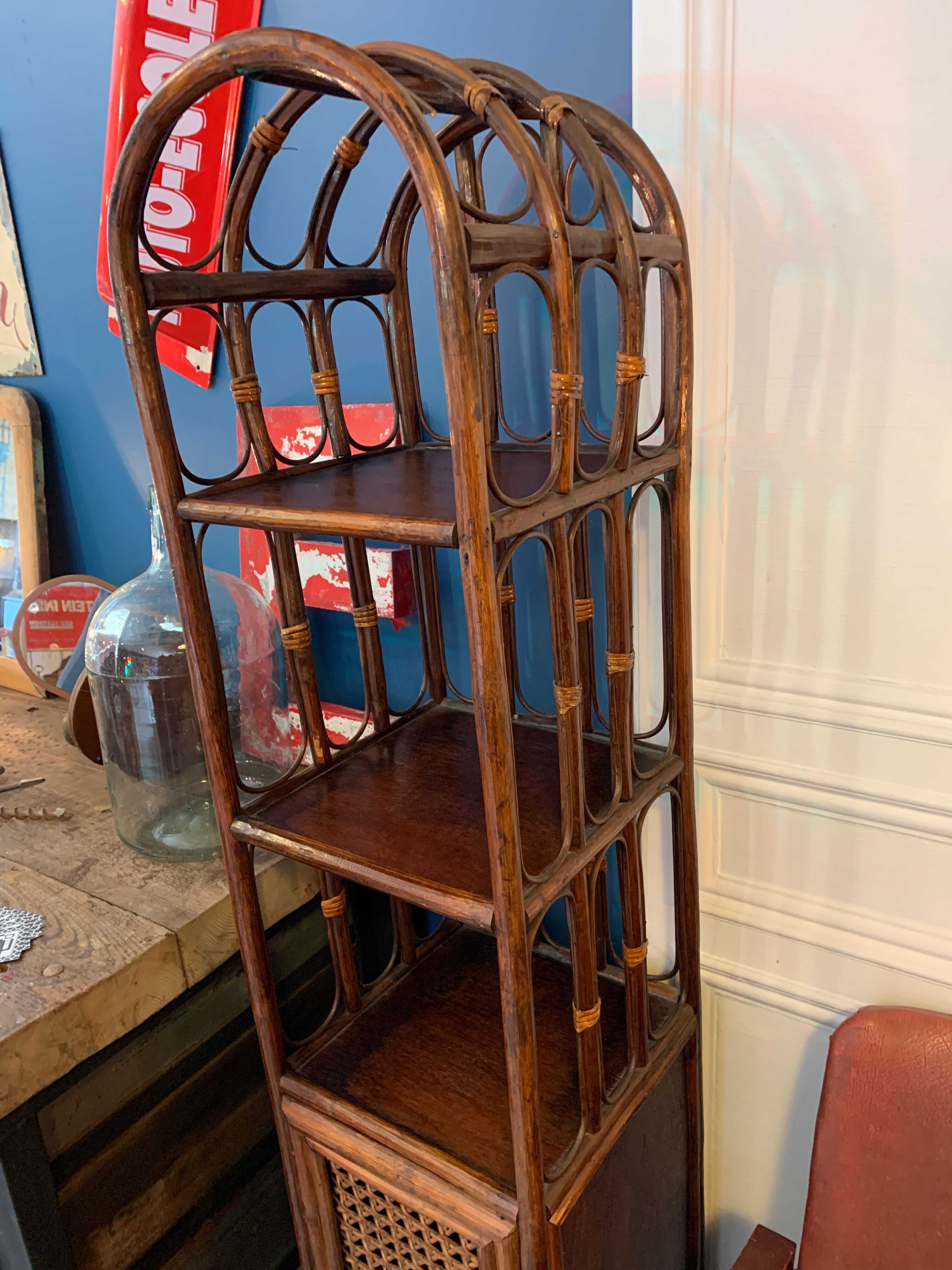 Vintage rattan shelf