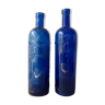 Pair of 2 blue glass bottles