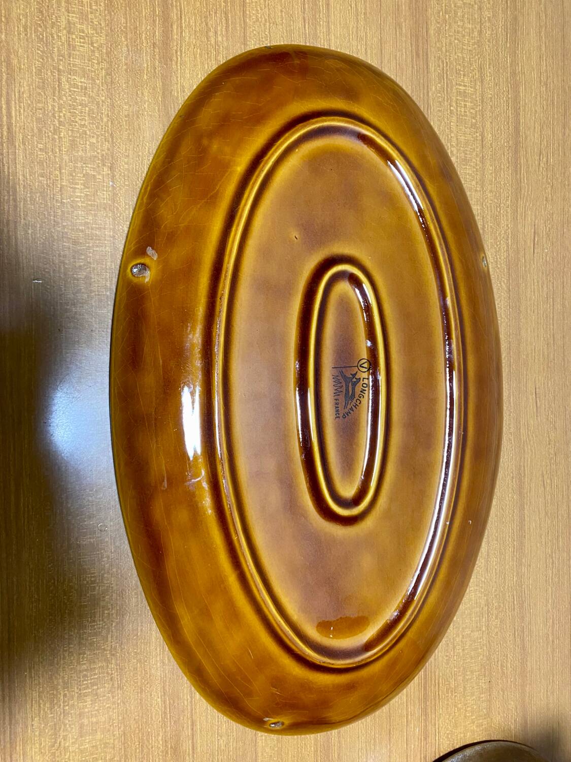 Longchamp brown varnished enameled serving dish