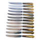 Set of 12 brown and beige marbled horn knives 1960