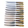 Set of 12 brown and beige marbled horn knives 1960