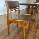 Suite of 4 Scandinavian teak and imitation leather chairs, Dyrlund edition, 1960, mid-century