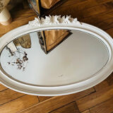 Miroir blanc ancien sculptés de roses bois