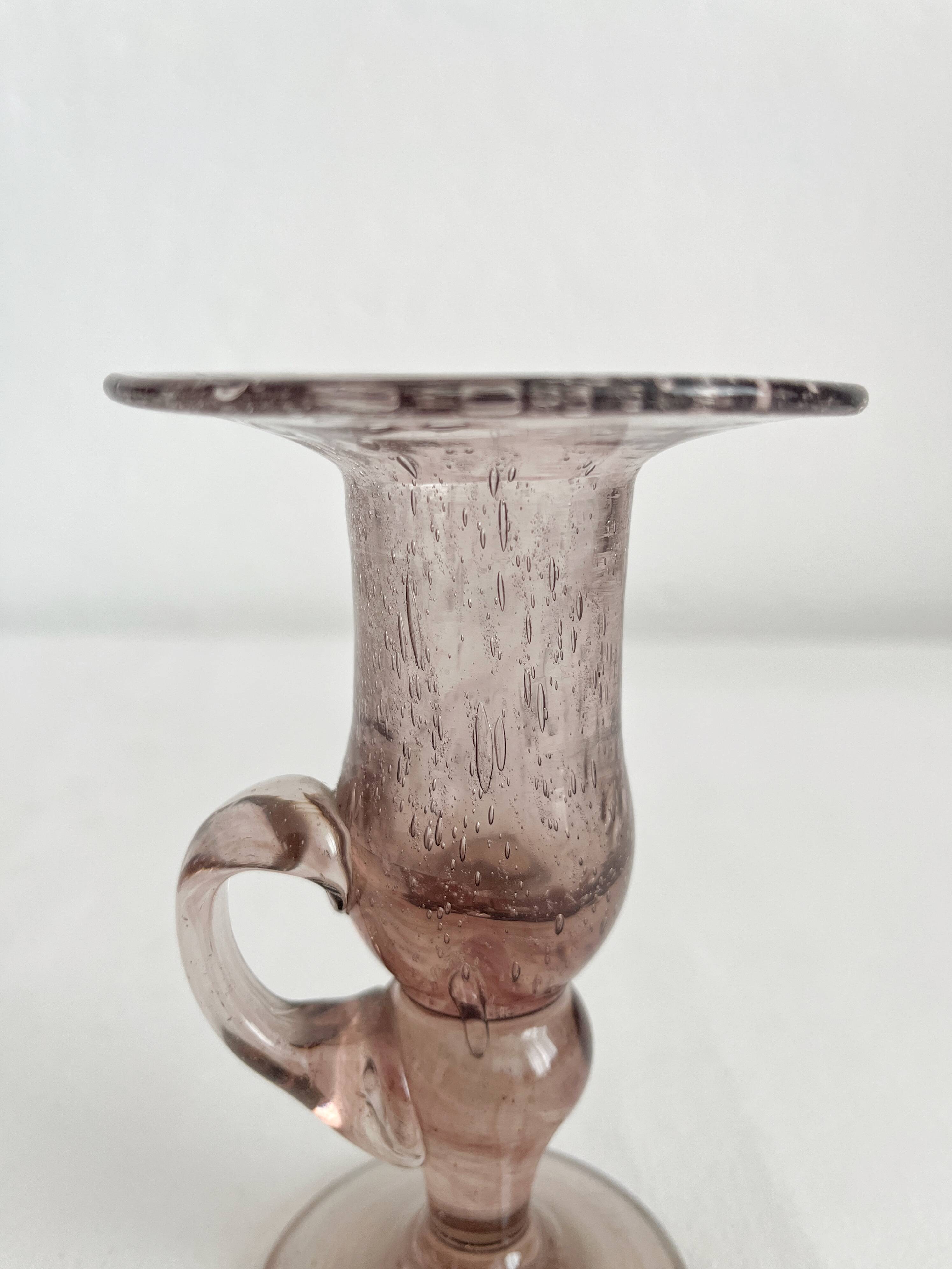 Vintage Biot bubble-blown glass candlestick