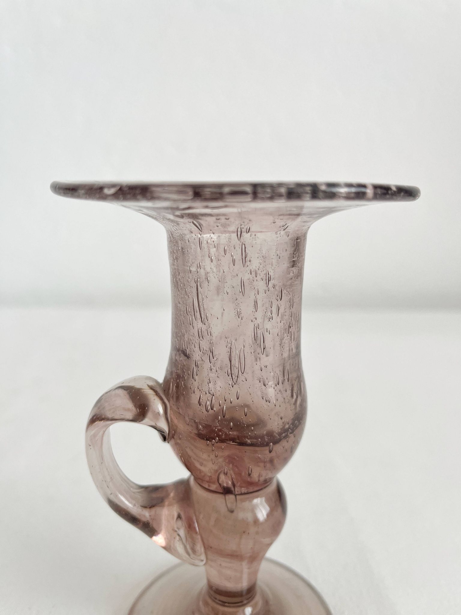 Bougeoir en verre soufflé bullé Biot vintage