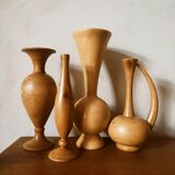 Set of 4 turned wooden vases