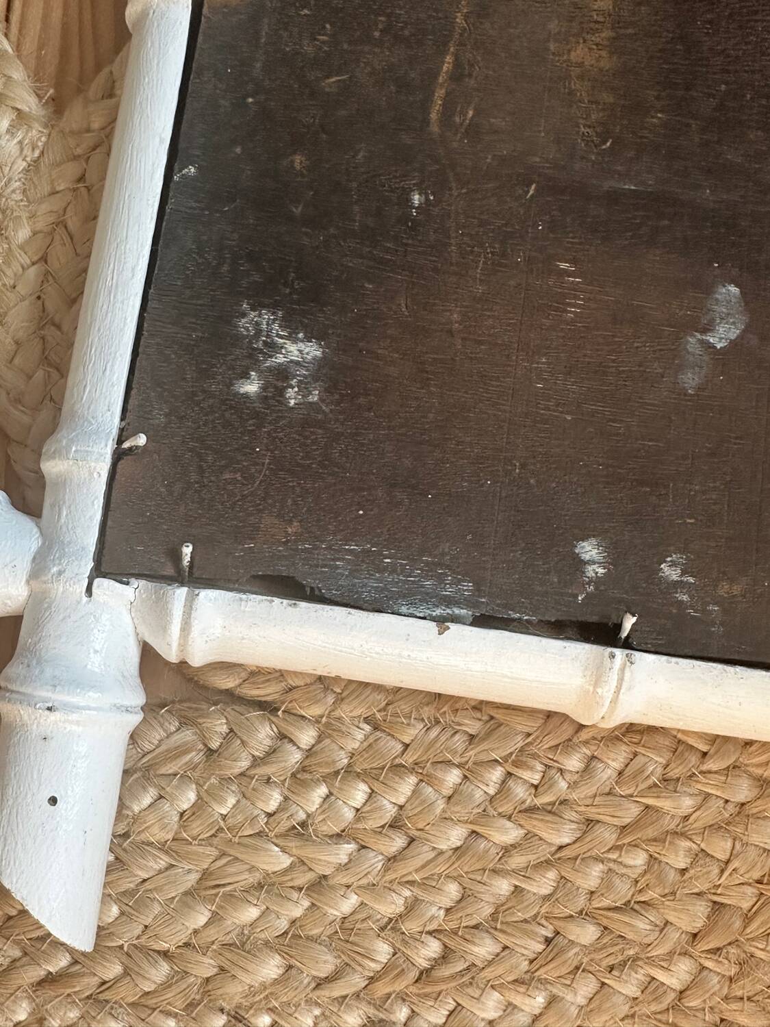 Ancien miroir en bois forme bambou