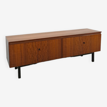 Long dark walnut veneer sideboard, vintage TV cabinet