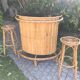 Rattan and bamboo bar & his 2 stools vintage 1950