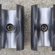 Pair of UFO wall lamps, brushed aluminum, vintage, 70s