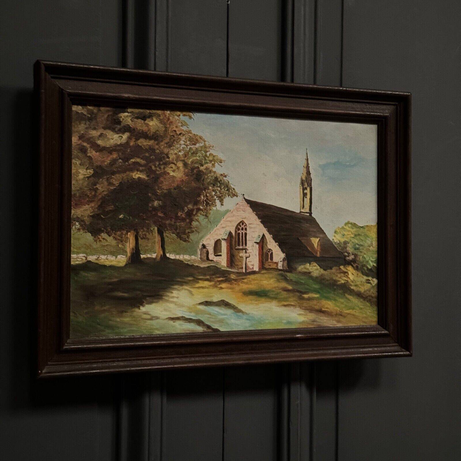 20th century oil on canvas depicting a Breton church by Guimard