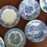 8 blue & white plates