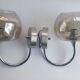 Pair of 1980s chrome metal and smoked glass wall lights