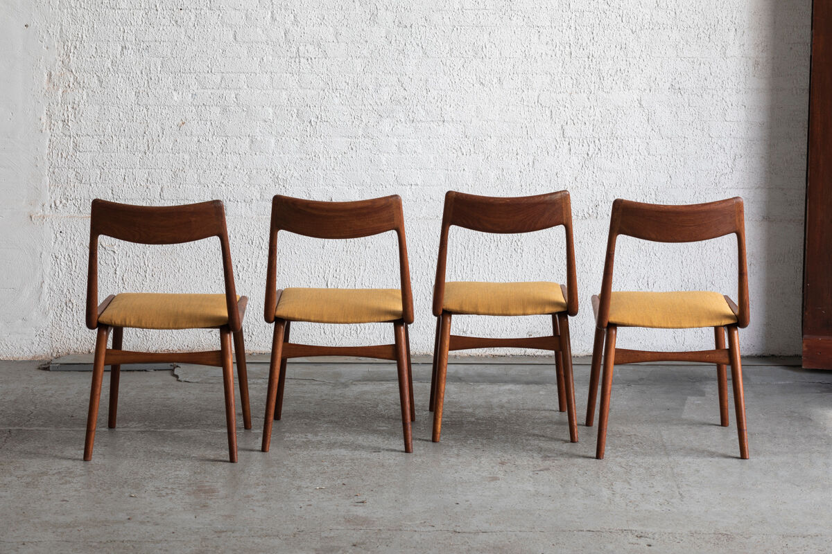 Set of 4 boomerang dining chairs by Alfred Christensen, Denmark 1960