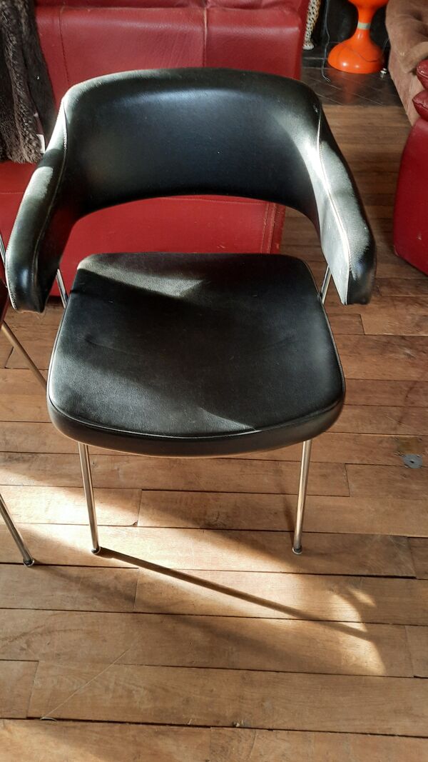 Fauteuil et chaise de bureau année 60 skaï