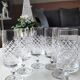 Lot 6 flûtes à champagne, cristal de Lorraine. Motifs losanges/croisillons. Haut 16 cm