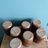 Tasses verres en grès artisanal, signés, Abbaye de Fontgombault