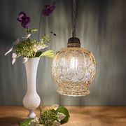Vintage amber glass tulip pendant light