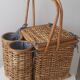 Vintage rattan picnic basket